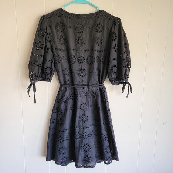 Chaser Cassia Black Eyelet Mini Wrap Dress - Picture 3 of 5